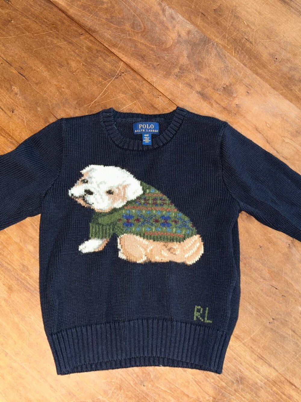 Polo Ralph Lauren Toddler 4T Navy Sweater, Puppy, Knit, Pullover, logo